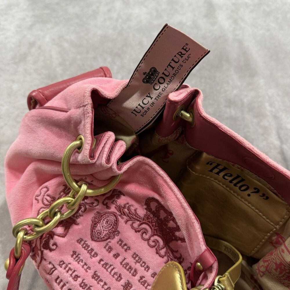 Vintage Y2K Juicy Couture Velour "Once Upon a Time" Purse Bag Pink Fairy NWOT - Picture 11 of 16